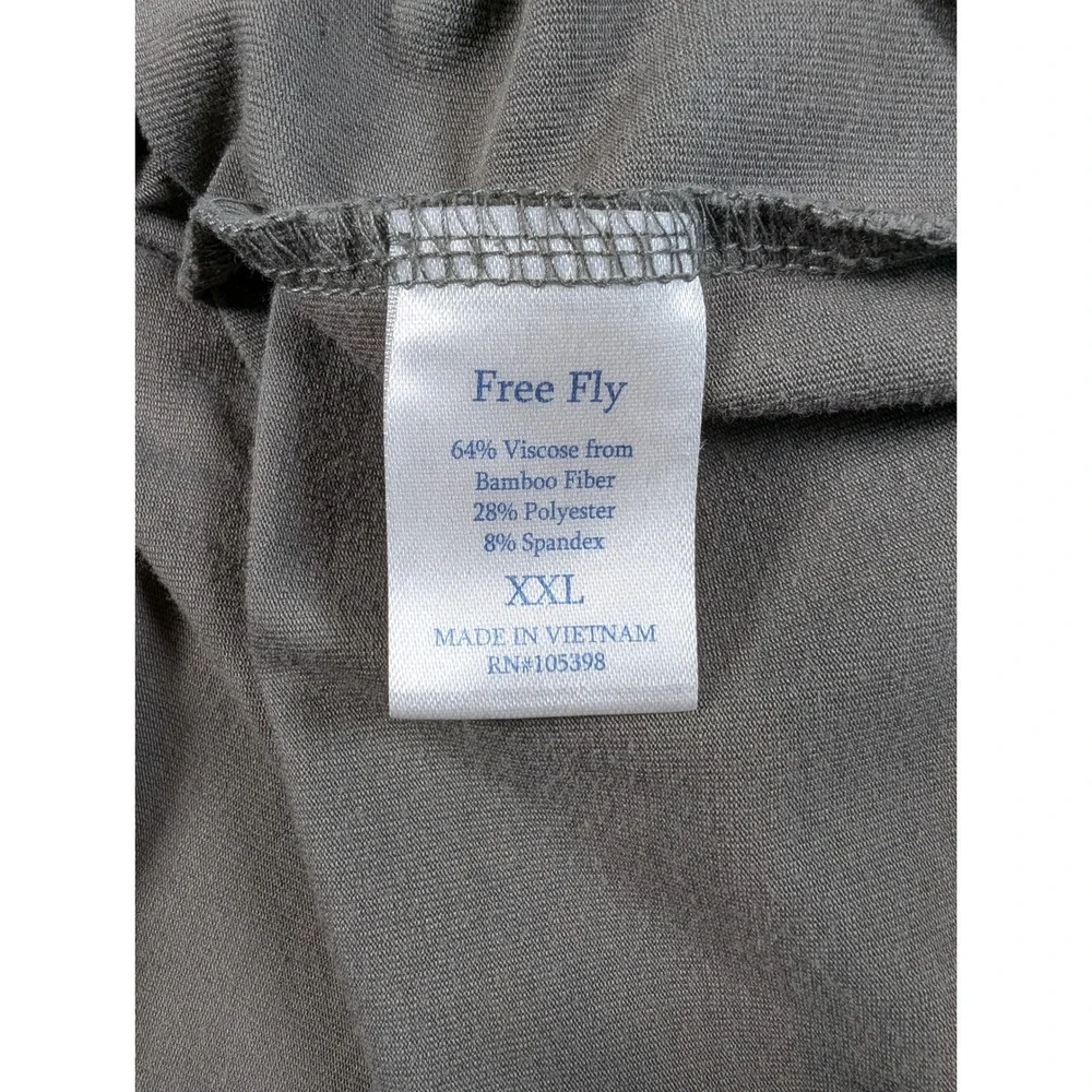 Free Fly Mens Bamboo Quarter Zip Pullover Shirt Gray Green XXL 2XL Raglan Sleeve